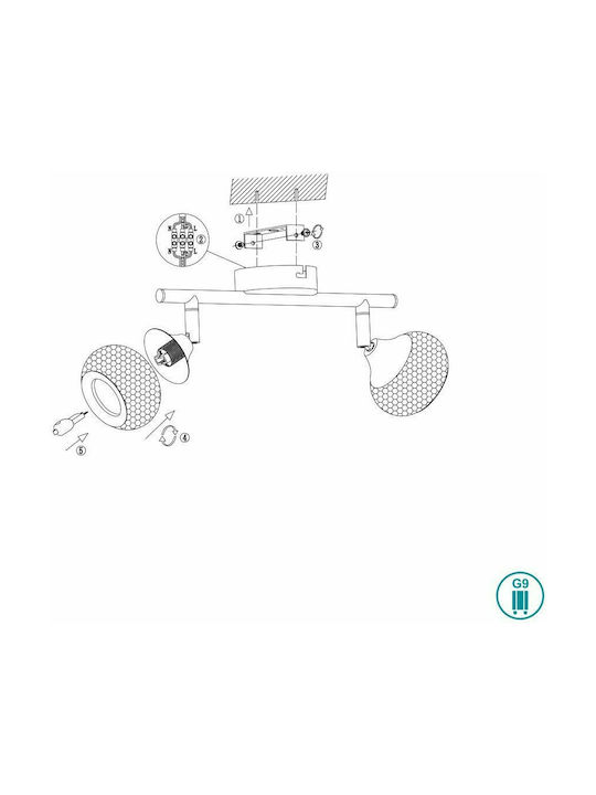 Wofi Josy Double Spot with Socket G9 in Silver Color