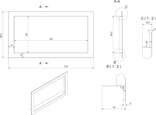 Kratki Steel Fireplace Mantel 107.6x58.6cm