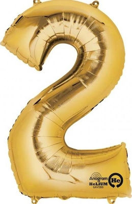 Balloon Foil Jumbo Number 2 Gold 88cm