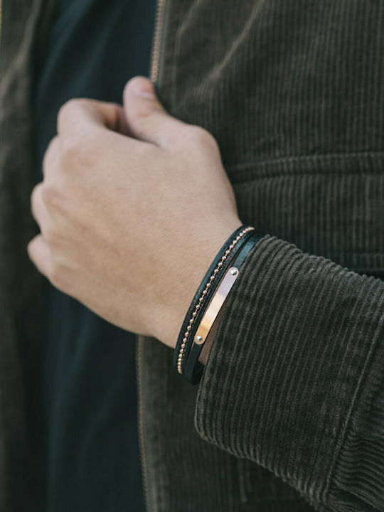 Season Time Men's Leather Bracelet 20.5cm