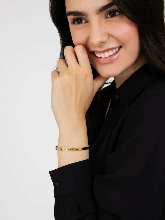 Luca Barra Bracelet Handcuffs Make A Wish made of Steel Gold Plated