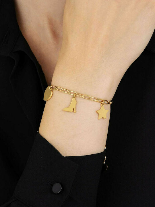 Luca Barra Bracelet Chain with design Heart made of Steel Gold Plated