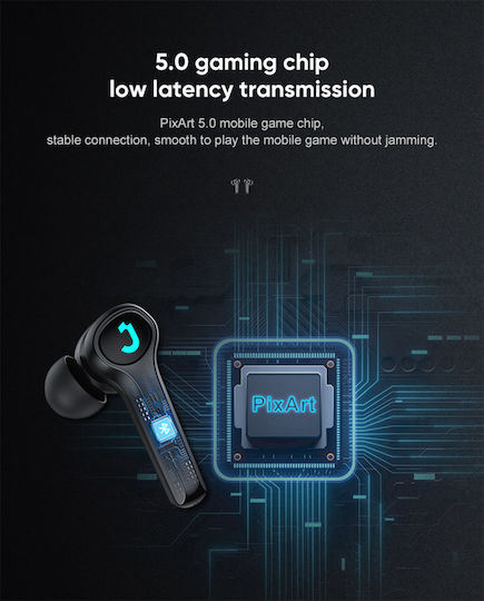 Joyroom TP1 In-ear Bluetooth Handsfree Ακουστικά με Αντοχή στον Ιδρώτα και Θήκη Φόρτισης Μαύρα