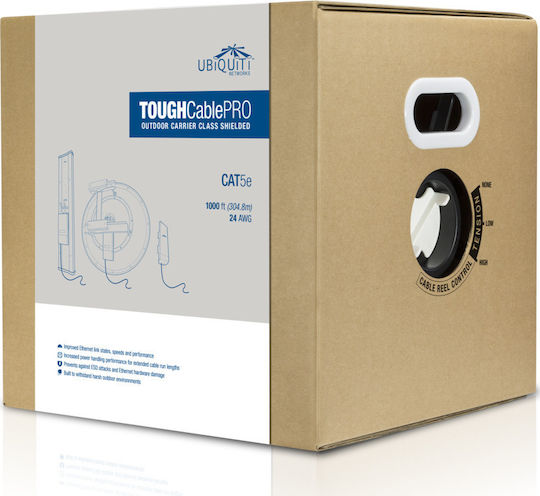 Ubiquiti U/FTP (STP) Cat.5e (Gigabit) Καλώδιο Δικτύου Ethernet εξωτερικού χώρου χωρίς ακροδέκτες 305m Γκρι
