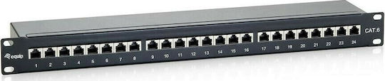Equip Patch Panel για Rack 1U 19" 24 Θυρών cat6 Μαύρο