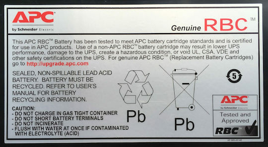 APC Replacement Cartridge 6 Μπαταρία UPS με Χωρητικότητα 11Ah και Τάση 12V