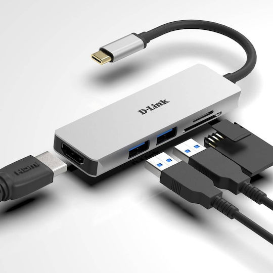 D-Link USB-C Docking Station mit HDMI 4K Silber (DUB-M530)