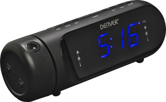 Denver Επιτραπέζιο Ψηφιακό Ρολόι LED Πλαστικό με Ξυπνητήρι & Ραδιόφωνο Μαύρο S0430454
