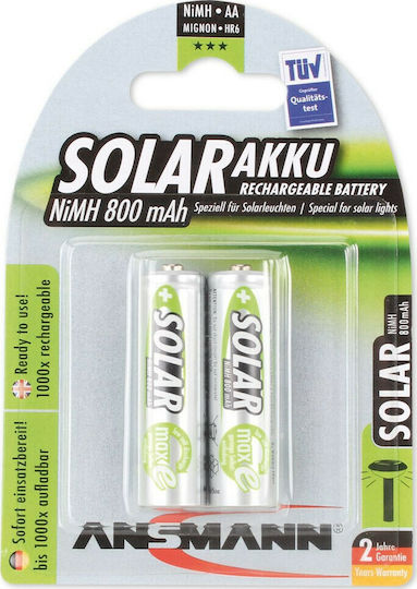Ansmann Solar Rechargeable Battery AA Ni-MH 800mAh 1.2V 2pcs