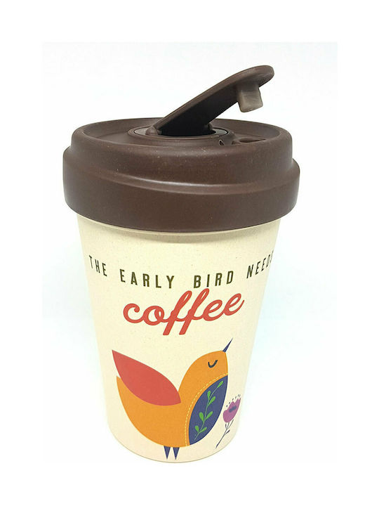 Chic Mic Early Bird Bamboo Cup with Lid White 400ml