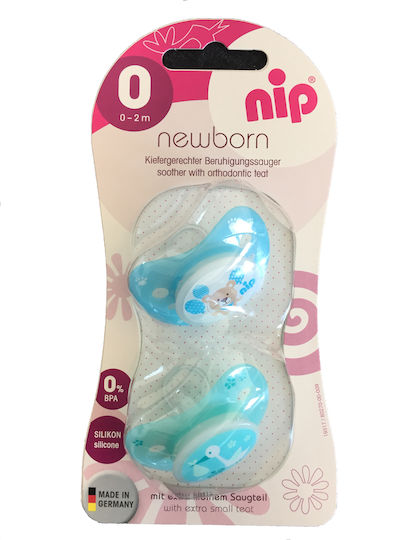 Nip Orthodontic Pacifiers Silicone Night Stork - Teddy Bear - Green-Blue for 0-6 months 2pcs
