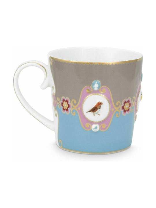 PiP Studio Love Birds Medallion Porcelain Cup Blue-Khaki 150ml