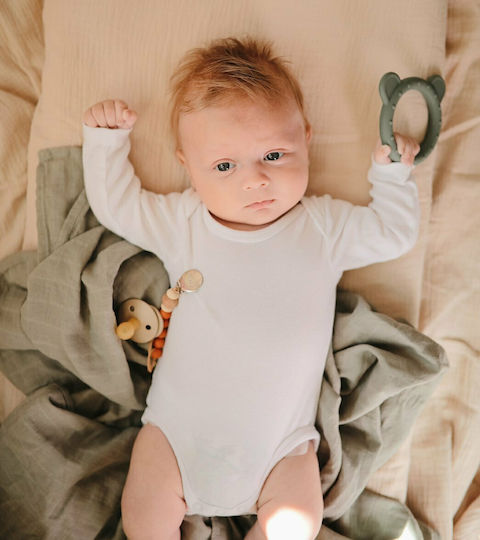 Mushie Bear Silicone Teething Ring for 0 m+
