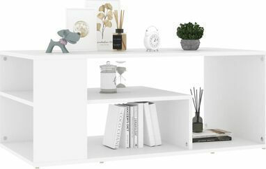 Rectangular Central White Wooden Coffee Table W100xD50xH40cm