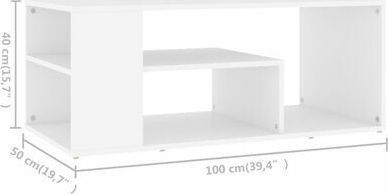 Rectangular Central White Wooden Coffee Table W100xD50xH40cm