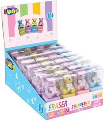 Luna Αρκουδάκι Plastic Pencil Sharpener with Eraser (Μiscellaneous Colours)