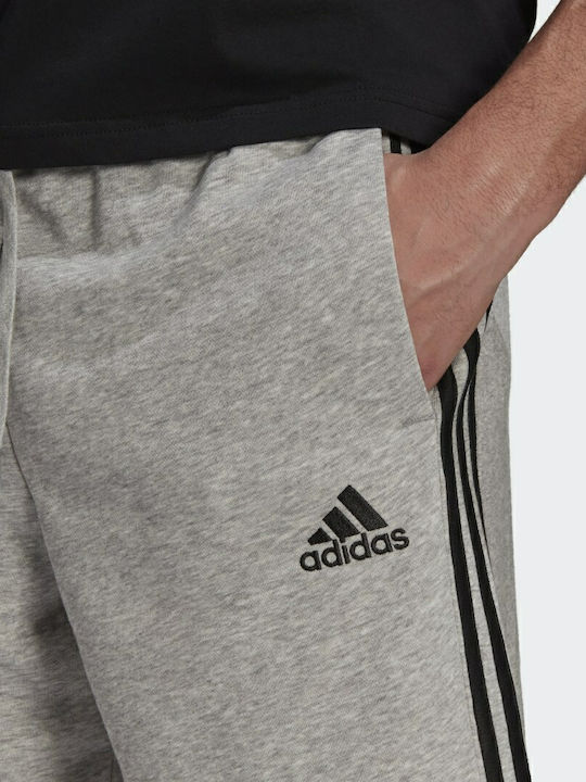 Essentials French Terry 3-Stripes Αθλητική Ανδρική Βερμούδα Γκρι