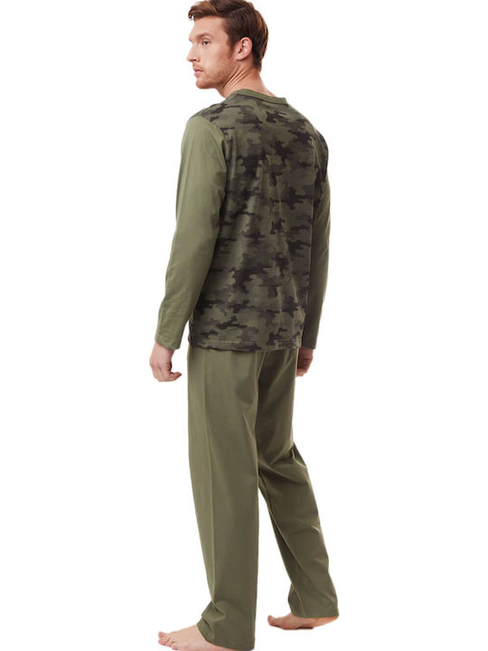 Minerva 90-70938 Men's Winter Cotton Pajamas Set Χακί