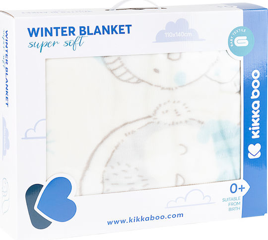 Kikka Boo Decke Kinderbett Love Pingus Samt Blau 110x140cm