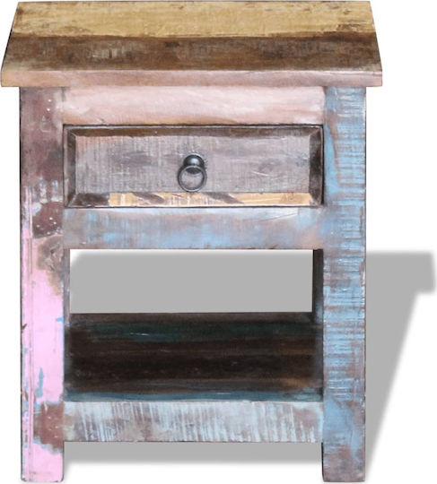 Rectangular Side Table made of Solid Wood with Drawers Multicolour 43x33x51 cm