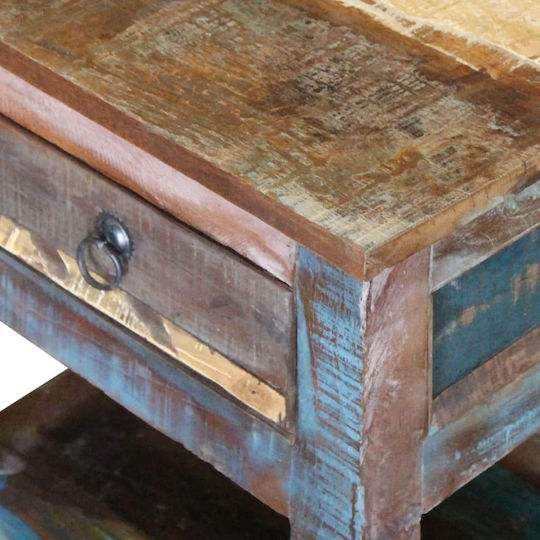 Rectangular Side Table made of Solid Wood with Drawers Multicolour 43x33x51 cm