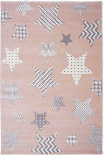 Tzikas Carpets 21895-55 Παιδικό Χαλί Αστέρια Ροζ 133x190cm Πάχους 13mm