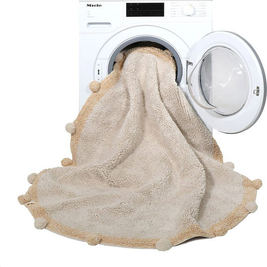 Lorena Canals Bubbly Handmade Kids Rug Cotton Honey Round with Diameter 120cm