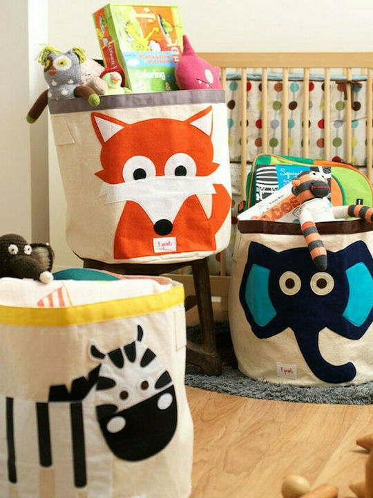3 Sprouts Children's Storage Basket made of Fabric Owl Gray 43x43x45cm 1pcs