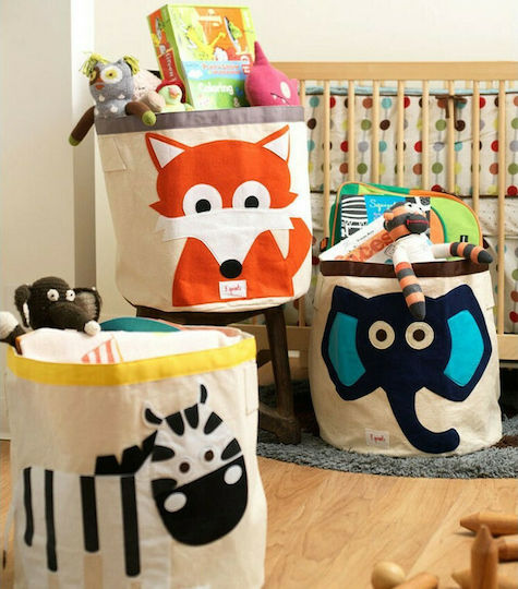 3 Sprouts Детска кошница за съхранение Owl Сив 43x43x45см 1бр