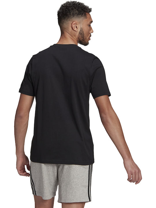 Adidas Essentials Linear Ανδρικό T-shirt Μαύρο με Λογότυπο