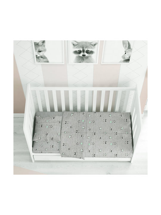 Dimcol Panda Baby Sheet Cradle Cotton 112 Grey Green 80x110cm 1914413715811288