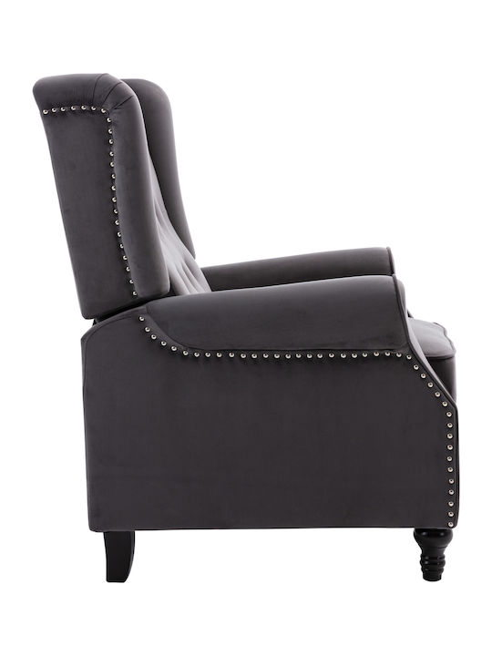 Chester Πολυθρόνα Relax με Υποπόδιο Βελούδινη Grey 78x85x104cm