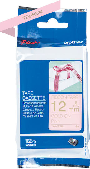Brother Label Maker Tape 4m x 12mm in Pink Colour Compatible with Brother TZe/TZ