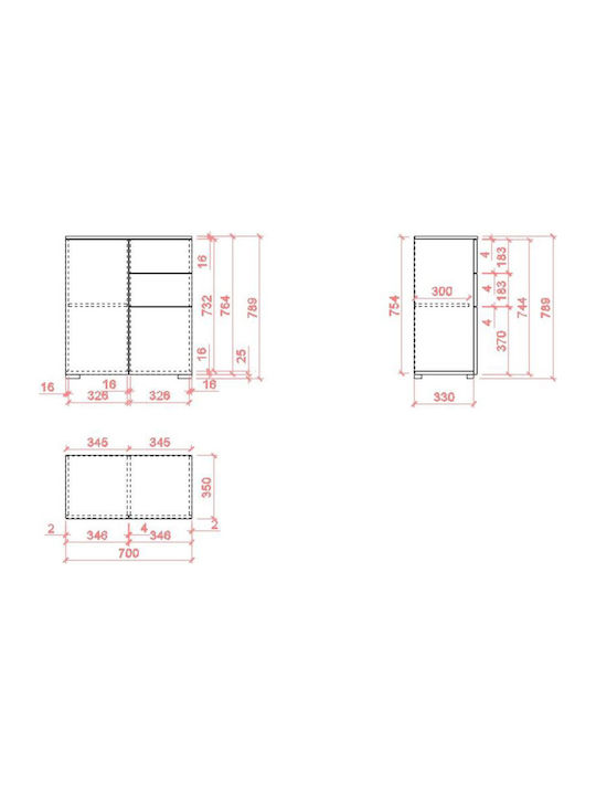 Μπουφές Castle mit Schubladen Sonoma / Stone 70x35x78.9cm