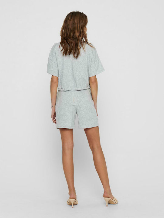 Only Women's Summer Crop Top Cotton Short Sleeve Gray