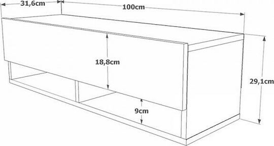 TV Stand Handra Anthracite / Walnut L100xD31.5xH29cm