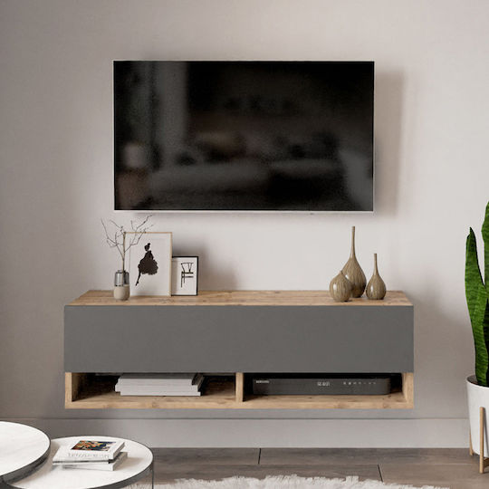 TV Stand Handra Anthracite / Walnut L100xD31.5xH29cm