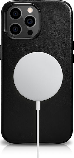 iCarer Oil Wax Back Cover Δερμάτινο Μαύρο (iPhone 13 Pro Max)