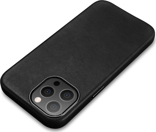 iCarer Oil Wax Back Cover Δερμάτινο Μαύρο (iPhone 13 Pro Max)