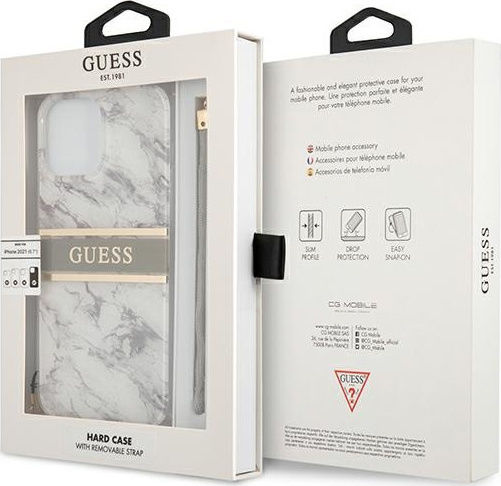 Guess Marble Back Cover Πλαστικό με Λουράκι Γκρι (iPhone 13 Pro Max)