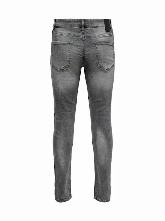 Pantaloni Jeans pentru Bărbați Elastic cu Croială Slim Gri