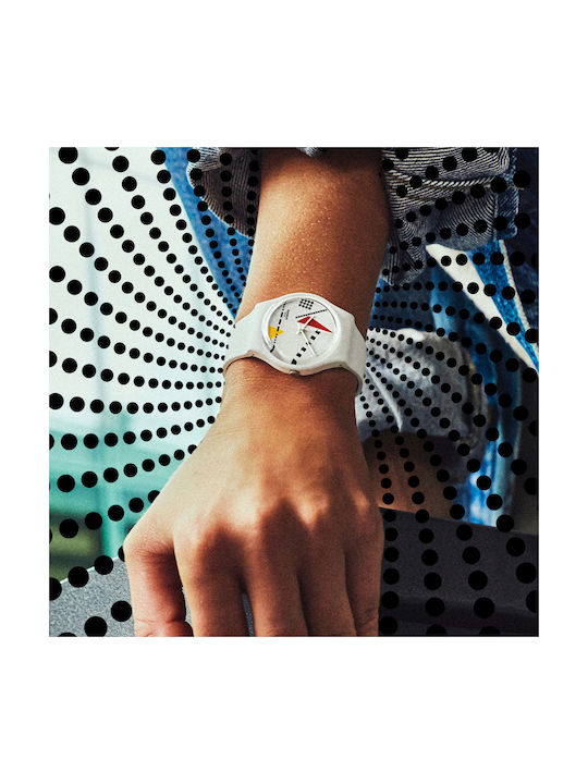 Swatch Whi_Mem M Uhr mit Weiß Kautschukarmband