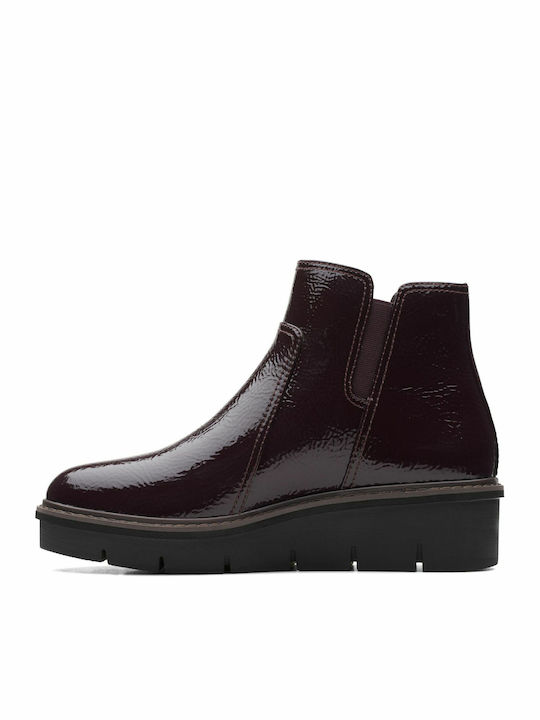 Airabell Leather Women's Ankle Boots Platform Burgundy