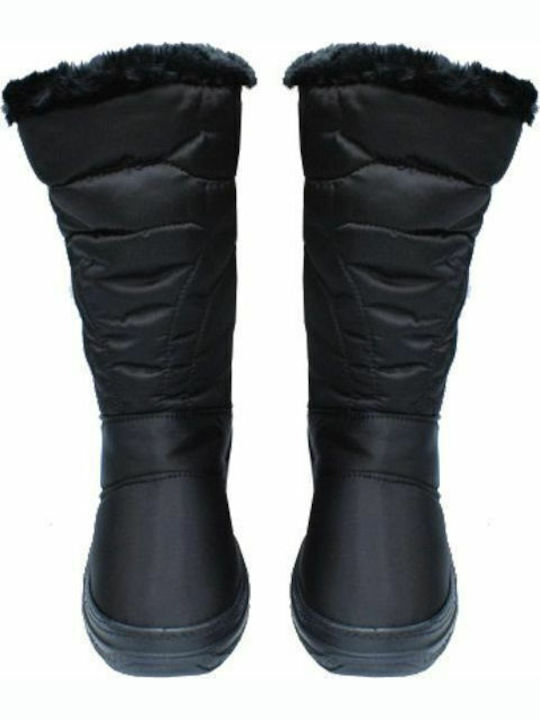 Anatomic Synthetic Leather Snow Boots with Fur Antartica Black