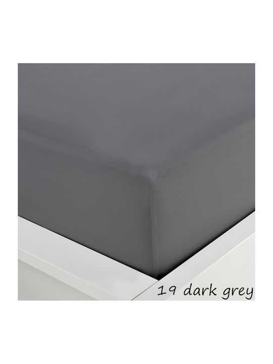 Sunshine Sheet for Single Bed with Elastic 100x200+20cm. Menta 152 Dark Grey