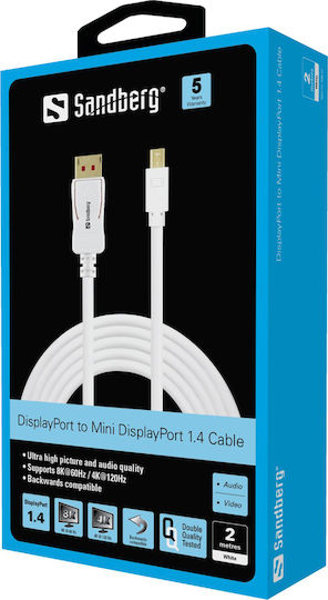 Sandberg Cable DisplayPort male - mini DisplayPort male 2m White (509-17)