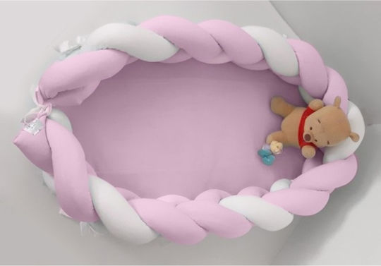 Baby Oliver Baby Nest With Detachable Tassel 200cm White/PInk