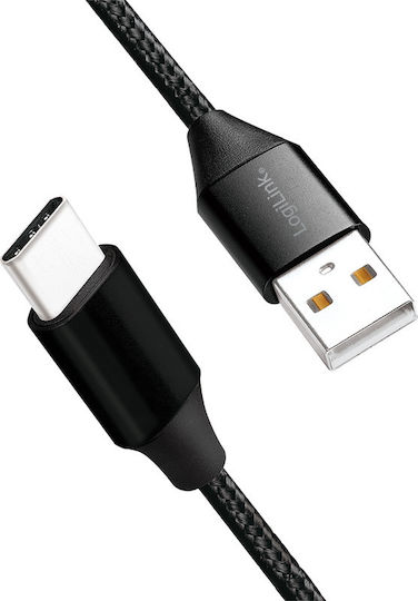 LogiLink Braided USB 2.0 Cable USB-C male - USB-A Black 0.3m (CU0139)