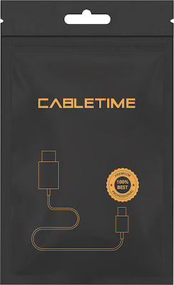 Cabletime C160 Braided USB 2.0 Cable USB-C male - USB-A male Black 1.8m