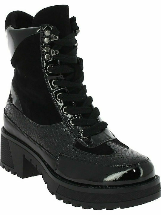 IQ Shoes 18.104.Q8AX9115 Damen Knöchelstiefel aus Lackleder Schwarz